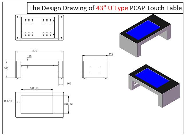 43 ίντσας νέα σχεδίου LCD οθόνη επιτραπέζιας διαλογική αφής τσαγιού οθονών επαφής ψηφιακή